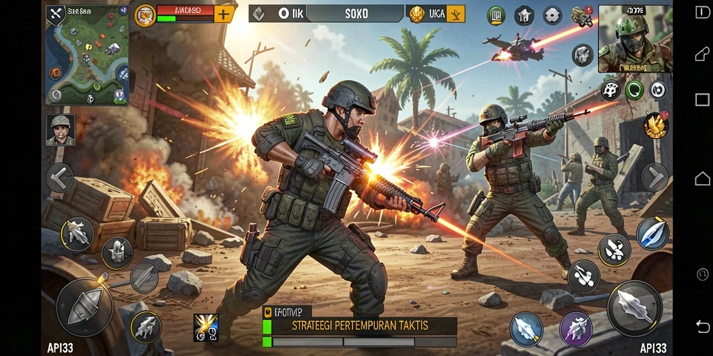 Gambaran gameplay API33 yang intens dan penuh strategi.