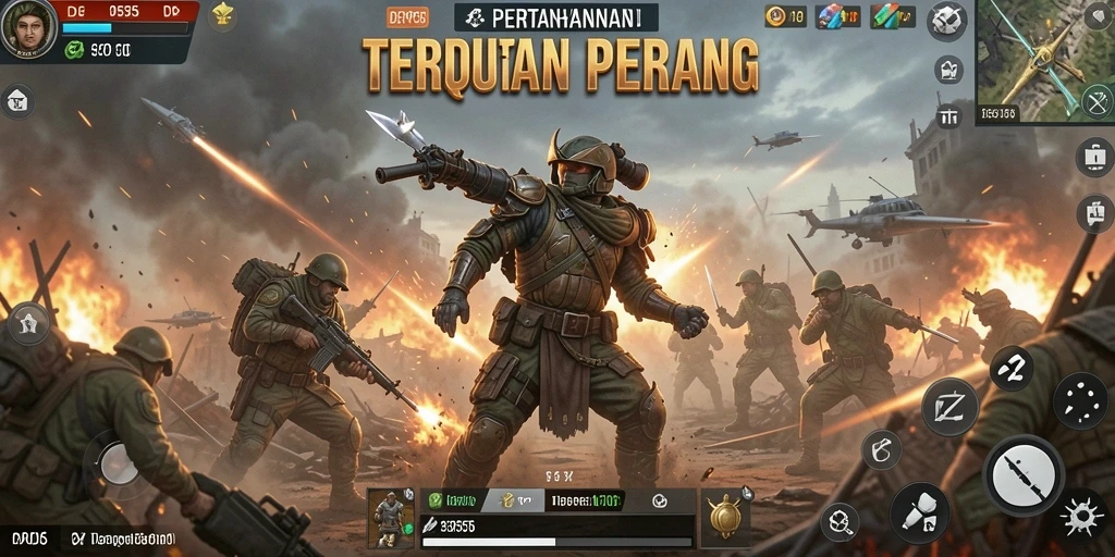 Screenshot menampilkan aksi menegangkan dalam DEPO555, tower menghancurkan musuh.