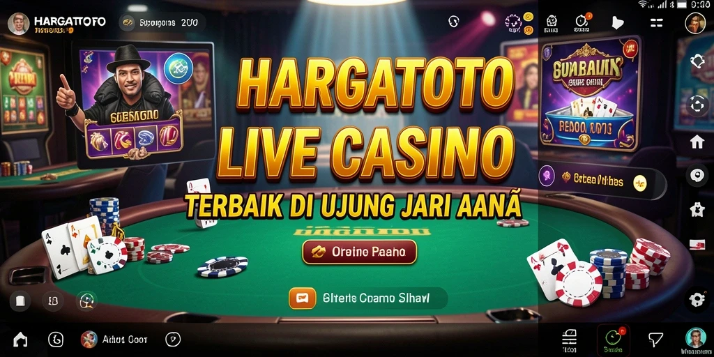 Screenshot HARGATOTO menampilkan dealer profesional dalam permainan Live Casino.