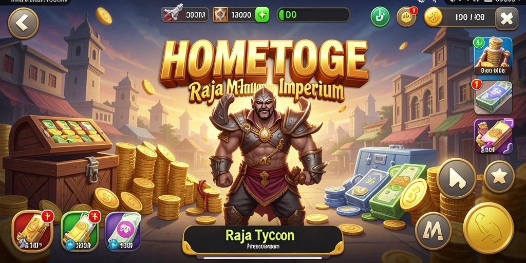 Tampilan gameplay HOMETOGEL yang menarik dan penuh strategi Tycoon.