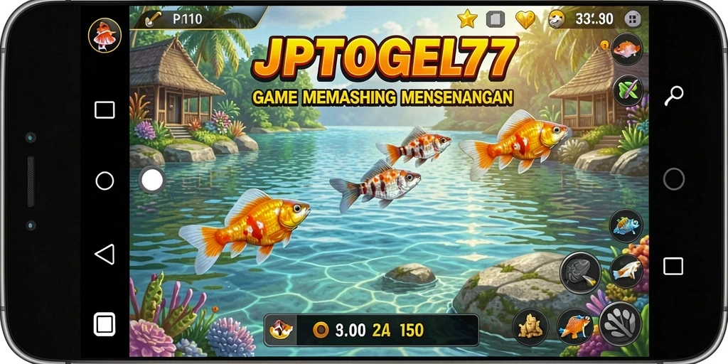 Screenshot gameplay JPTOGEL77 menampilkan adegan memancing yang menawan.