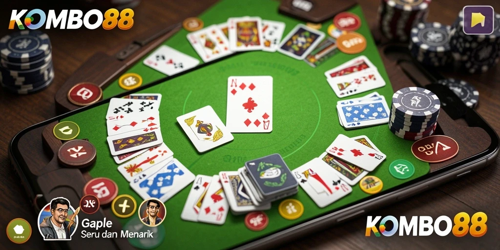 Gameplay seru Gaple dengan fitur multiplayer.