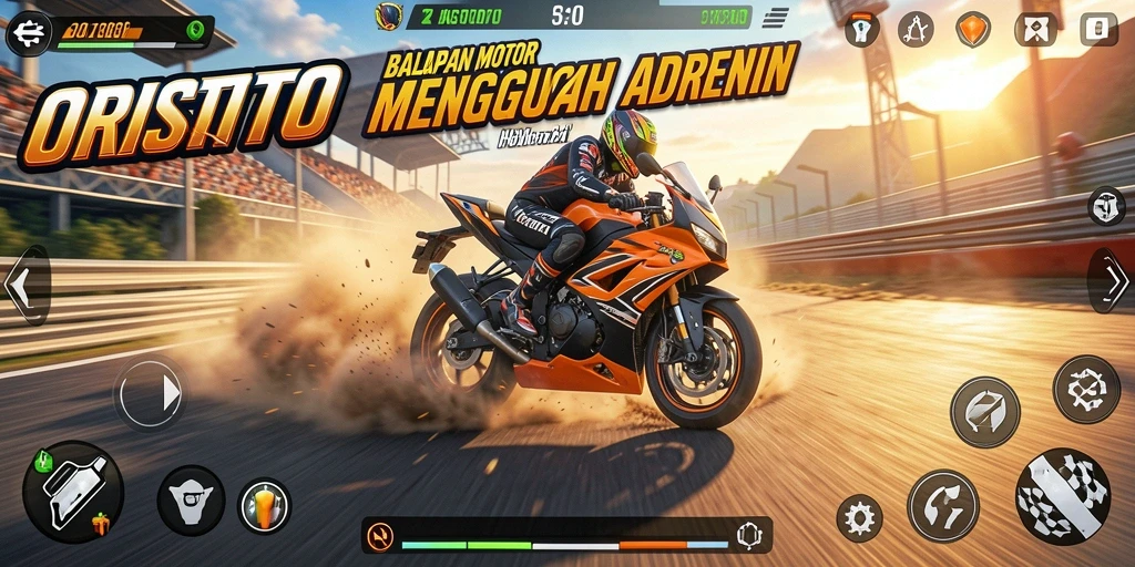 Gameplay seru balapan motor di ORISTOTO dengan trek mendebarkan.