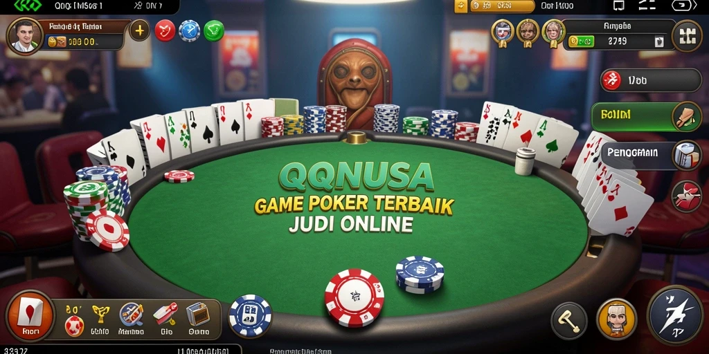 Screenshot gameplay QQNUSA yang menampilkan aksi seru di meja poker.