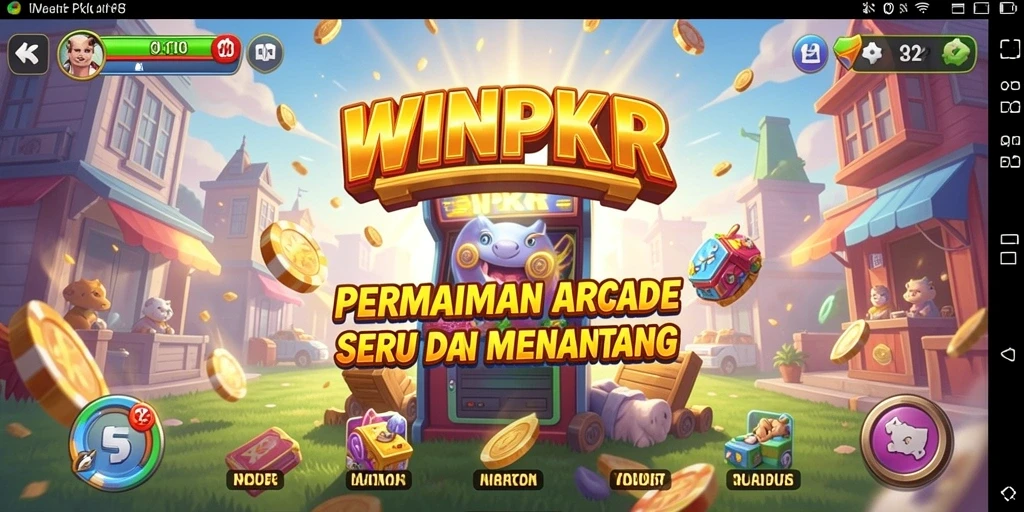 Screenshot gameplay <strong>WINPKR</strong> menampilkan aksi arcade yang seru dan penuh warna.