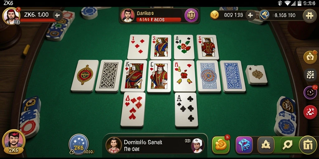 Screenshot utama ZK6 menampilkan gameplay Domino yang intens dan seru.